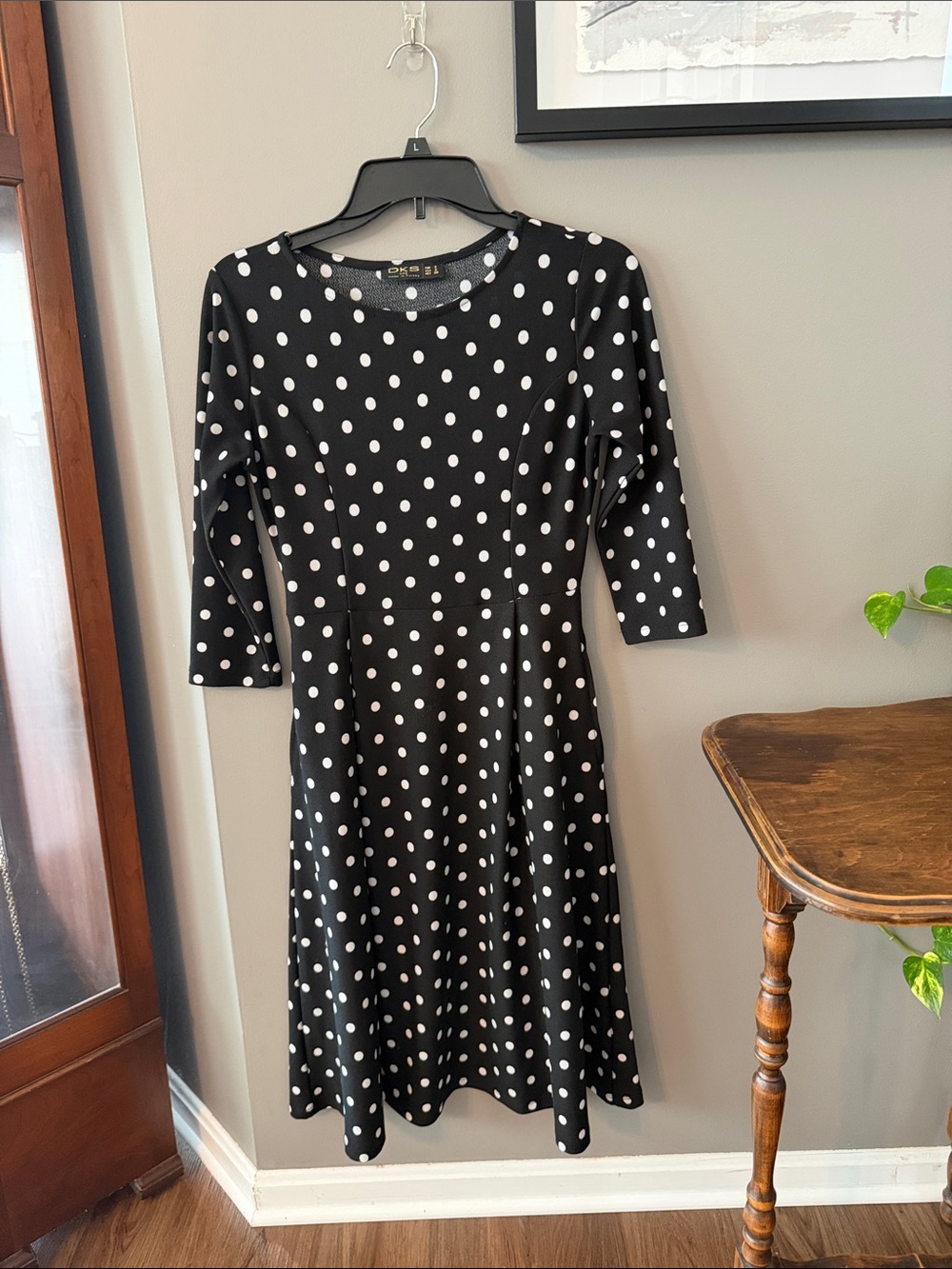 Classic Polka Dot Fit & Flare Dress by DKS. Size Small